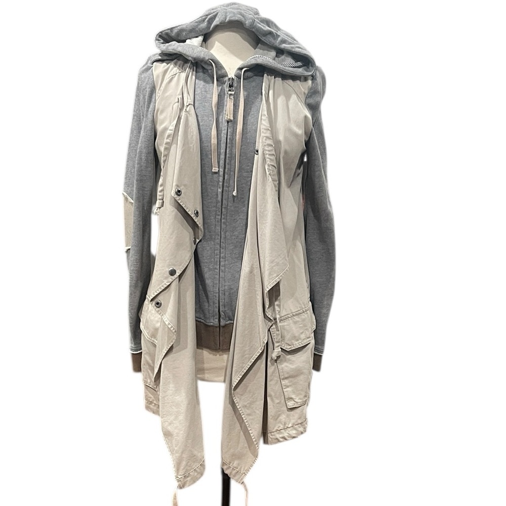Michael Stars Anorak Sweatshirt Hooded Jacket Beige Grey SZ L